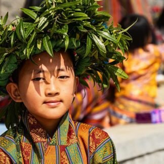Festival Dancer in Leaf Crown — Bhutan Highlands