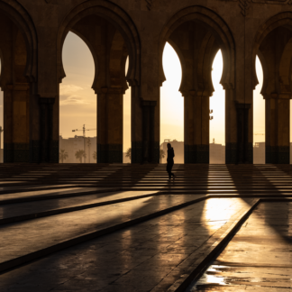 Golden Hour Silhouette — Hassan II Mosque, Casablanca