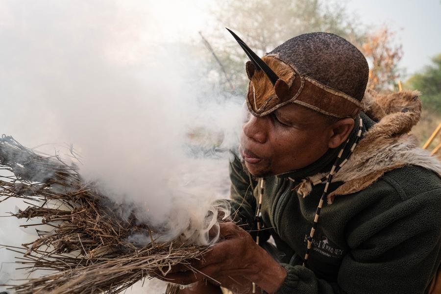Fire Keeper — San Bushman, Kalahari Desert, Botswana