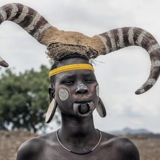 Mursi Tribe Portrait — Omo Valley, Ethiopia | Ceremonial Headdress