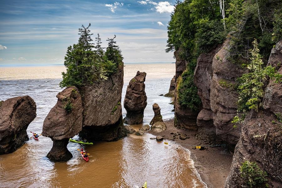 Flowerpot Rocks at High Tide — Hopewell, Bay of Fundy — Fine art canvas print by Naomi McLeod