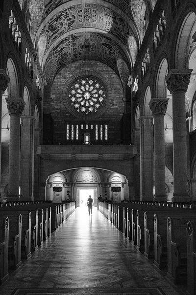 Into the Light — Basilica Interior, Quebec — Fine art canvas print by Naomi McLeod