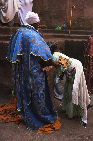Blessing at Lalibela — Ethiopian Orthodox Ritual, Ethiopia — Fine art canvas print by Naomi McLeod