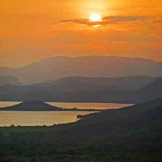 African Sunset Over Lake — Great Rift Valley, East Africa