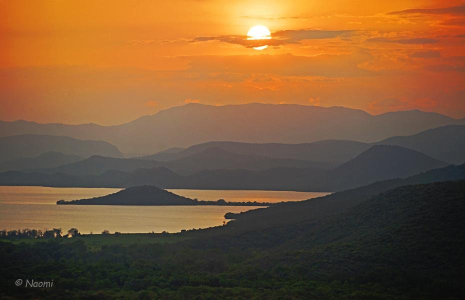 African Sunset Over Lake — Great Rift Valley, East Africa — Fine art canvas print by Naomi McLeod