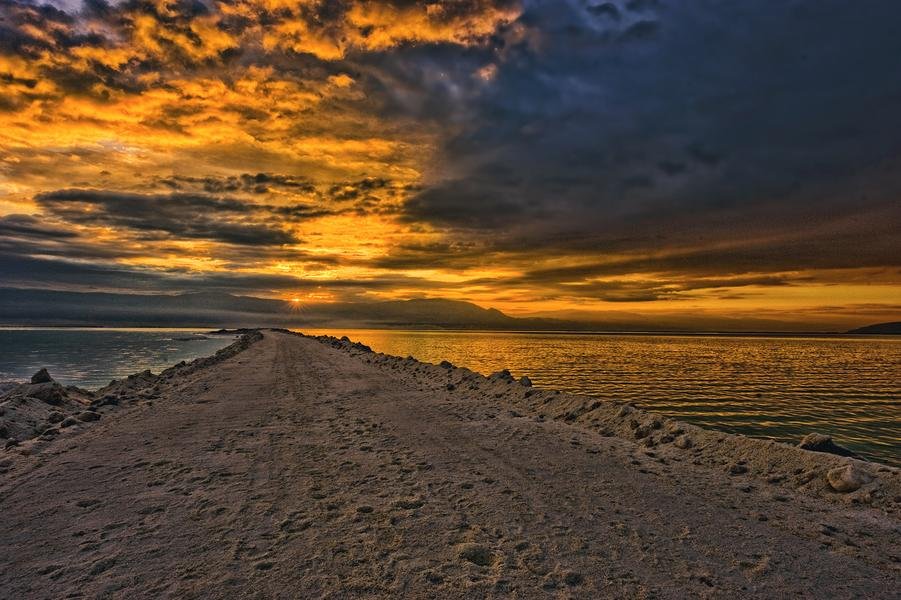 Causeway at Golden Hour — Great Salt Lake, Utah