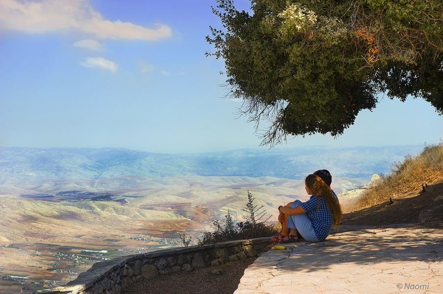 Contemplation at Mount Nebo — Jordan Valley Vista — Fine art canvas print by Naomi McLeod