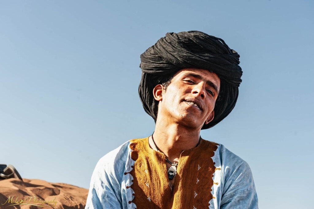 Berber Man in Traditional Turban | Sahara Desert Portrait Art — Fine art canvas print by Naomi McLeod