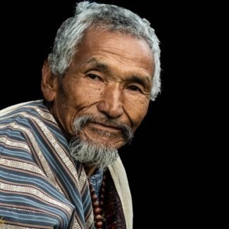 Bhutanese Elder Portrait in Traditional Gho Robe