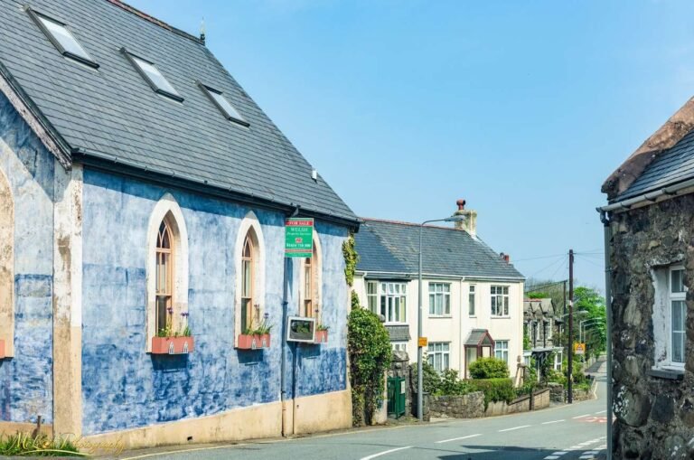 Charming Blue Welsh Chapel on Quaint Village Street