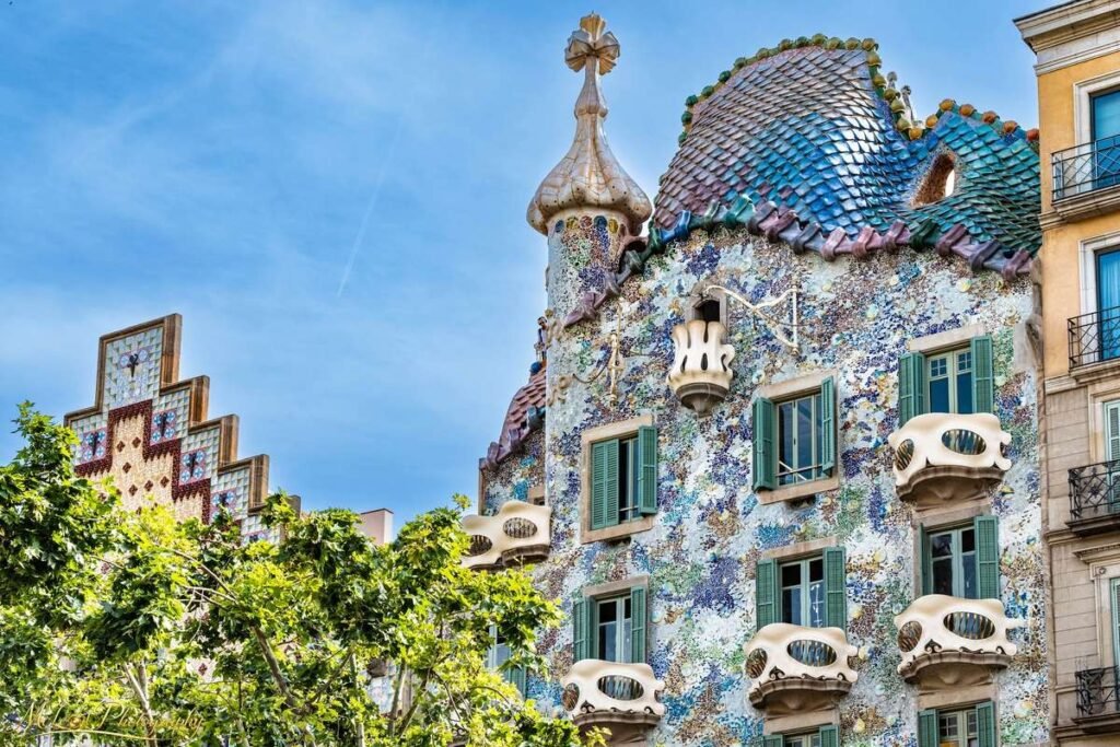 Fine art canvas print: Casa Batlló Gaudí Mosaic Facade Barcelona Spain &mdash; Cities & Architecture Photography