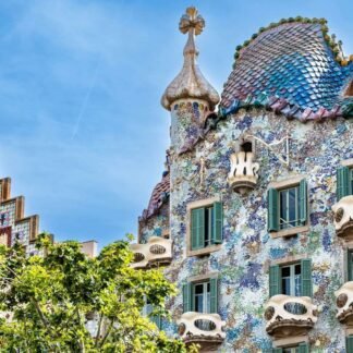Casa Batlló Gaudí Mosaic Facade Barcelona Spain