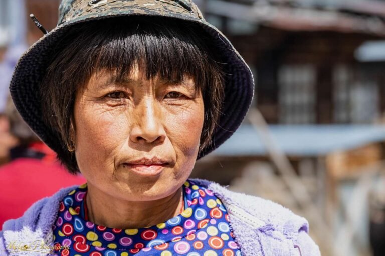 Chinese Village Woman Portrait with Weathered Beauty