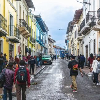 Vibrant Colonial Street Life in Ecuador Highlands