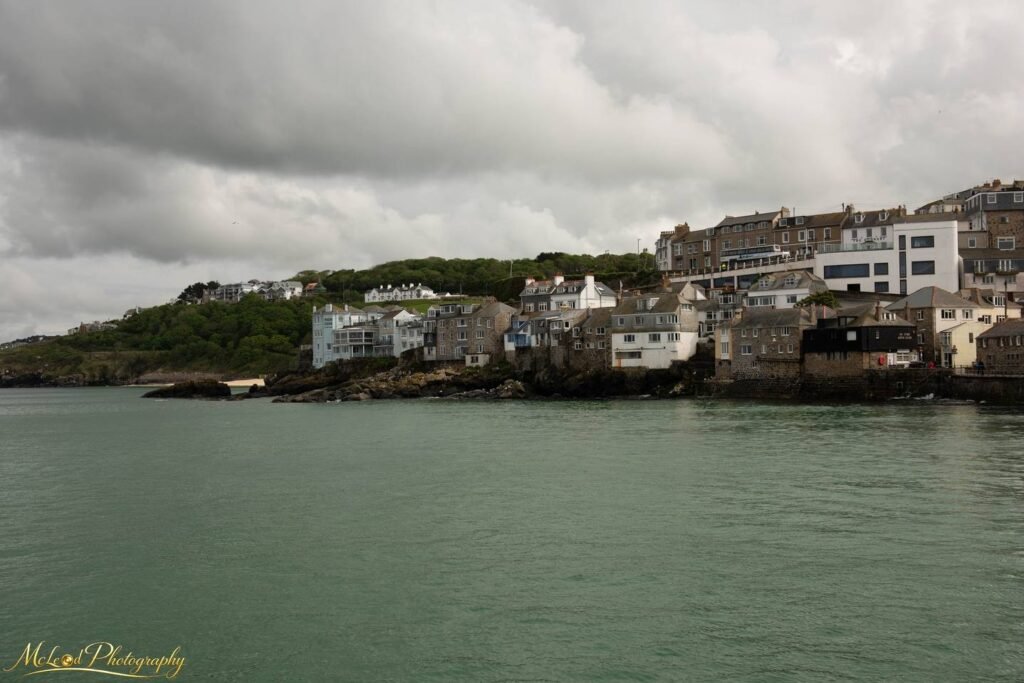 St Ives Harbour Moody Skies Cornwall Coastal Village — Fine art canvas print by Naomi McLeod