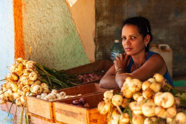 Cuban Market Vendor with Fresh Produce Fine Art Print
