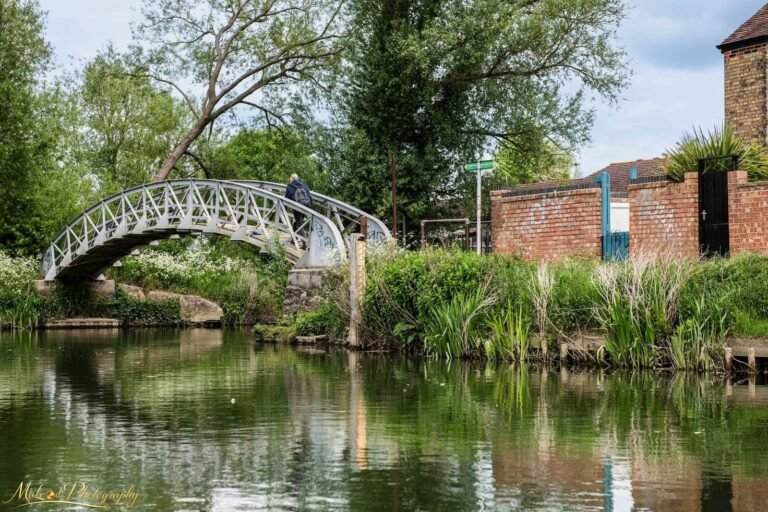 English Canal Footbridge with Lone Figure Wall Art Print