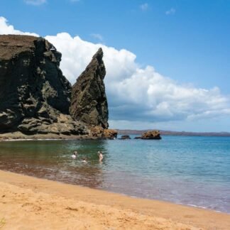 Galapagos Pinnacle Rock Volcanic Beach Bartolome Island