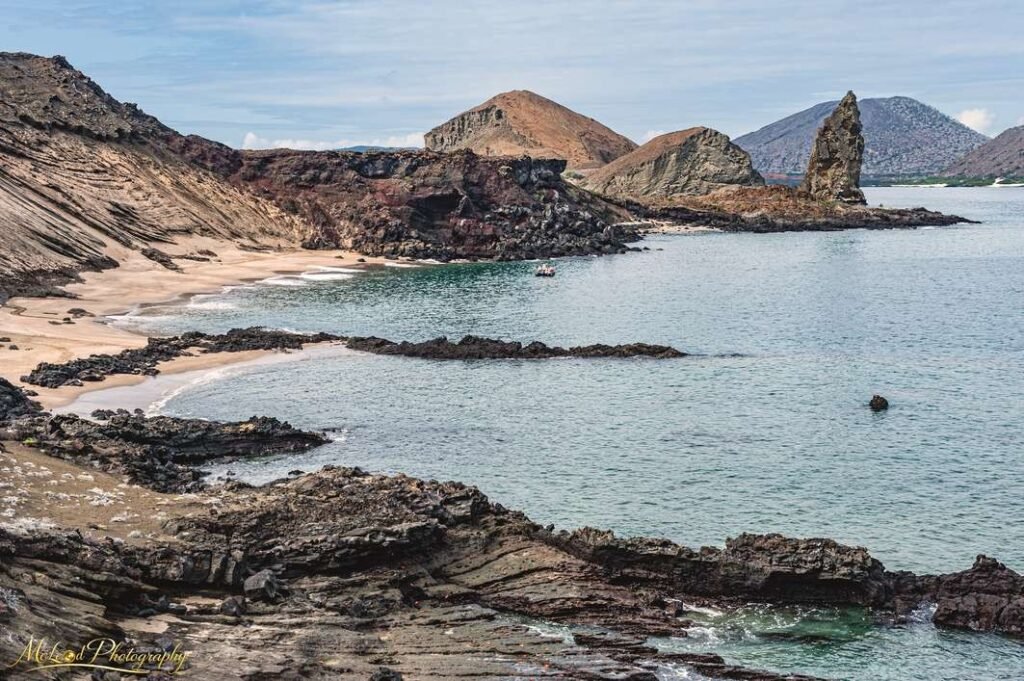 Galapagos Islands Volcanic Bay with Pinnacle Rock — Fine art canvas print by Naomi McLeod