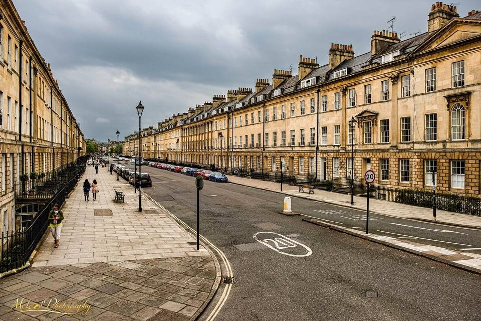Georgian Townhouses Great Pulteney Street Bath England — Fine art canvas print by Naomi McLeod