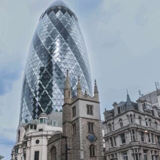 The Gherkin Rising Above Historic London Church