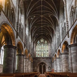 Gothic Cathedral Interior with Soaring Vaulted Ceiling