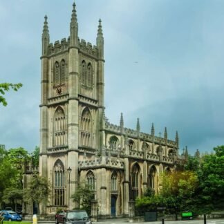Gothic Church Tower Bristol England Dramatic Overcast Sky