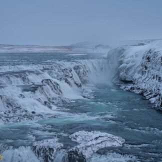 Gullfoss Waterfall Iceland Winter Snow Fine Art Print