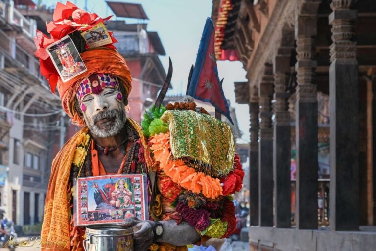 Colorful Hindu Sadhu Holy Man in Kathmandu Nepal