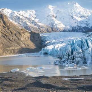 Majestic Iceland Glacier Lagoon with Snow-Capped Peaks