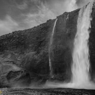 Seljalandsfoss Waterfall Iceland Black and White Fine Art