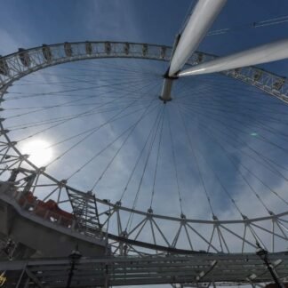 London Eye Ferris Wheel Against Blue Sky Fine Art Print