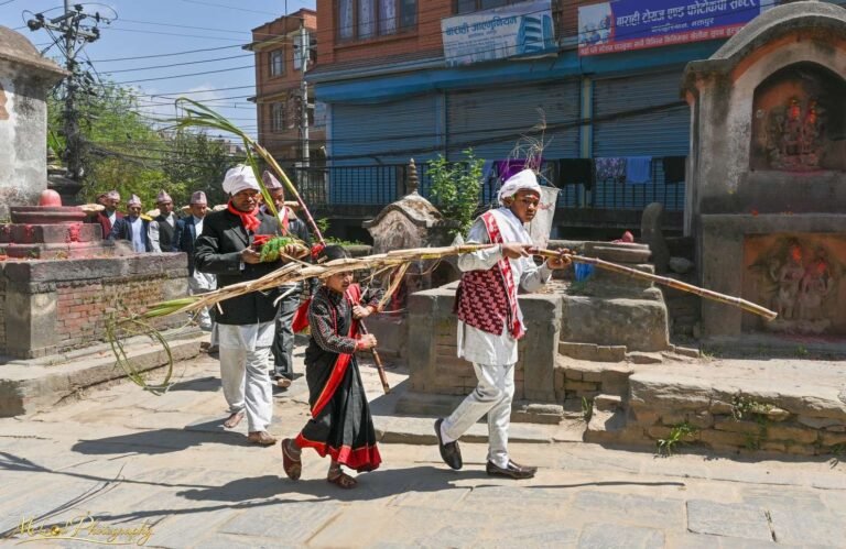 Traditional Newari Wedding Procession in Bhaktapur Nepal