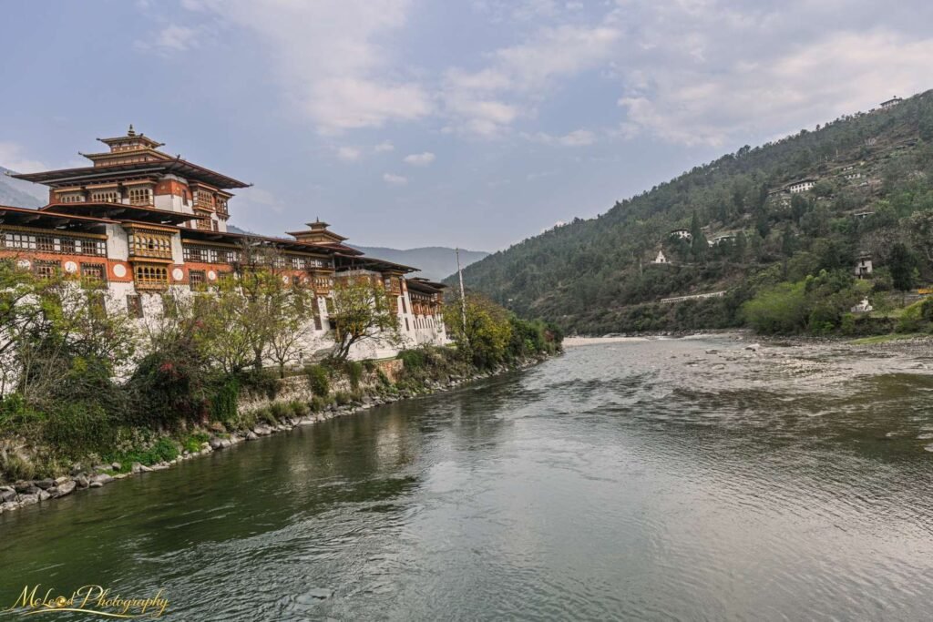 Punakha Dzong Fortress on River Bhutan Himalayan Wall Art — Fine art canvas print by Naomi McLeod