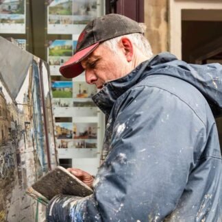 Street Artist Painting Historic English Architecture