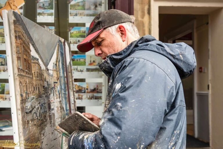 Street Artist Painting Historic English Architecture
