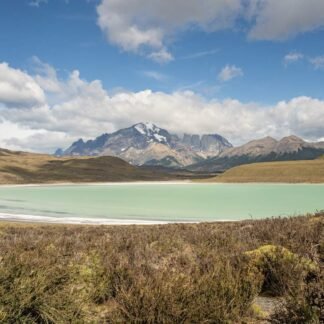 Torres del Paine Turquoise Lagoon with Patagonian Peaks