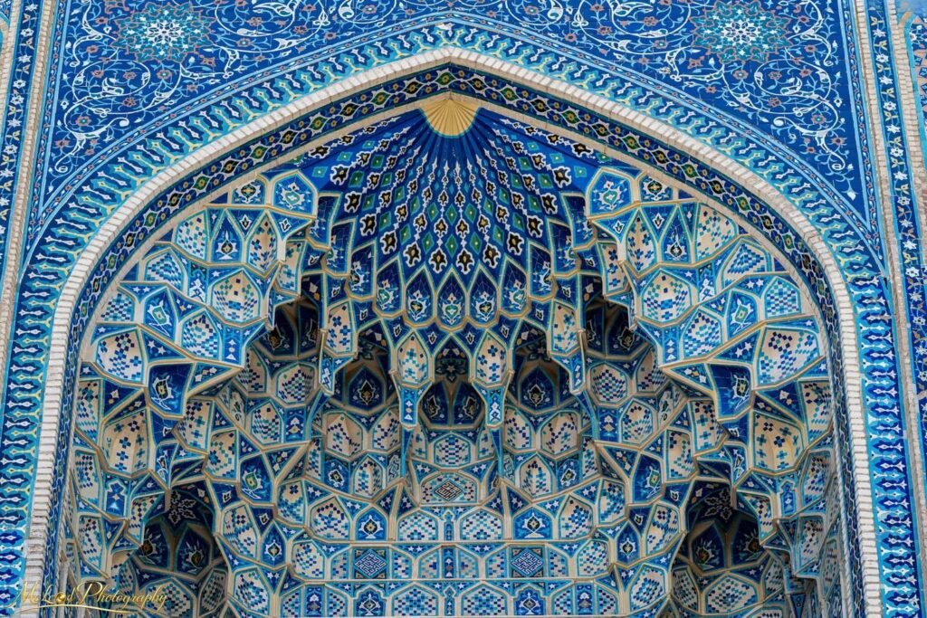 Stunning Blue Mosaic Muqarnas Islamic Architecture Wall Art — Fine art canvas print by Naomi McLeod