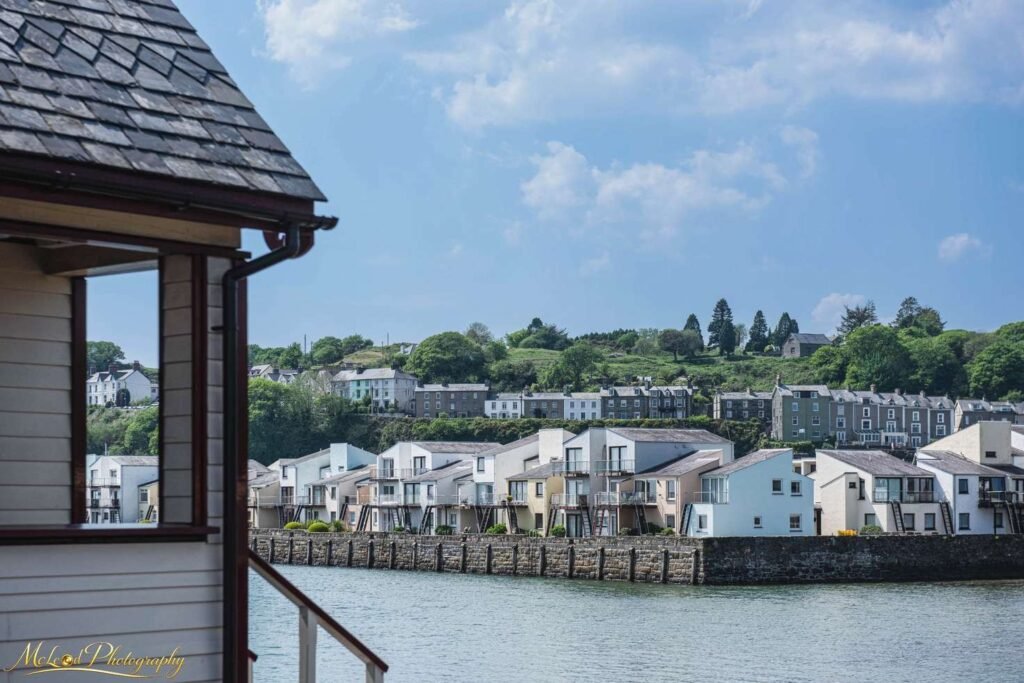 Charming Welsh Coastal Village Waterfront Homes Harbor View — Fine art canvas print by Naomi McLeod