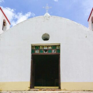 Historic White Colonial Church with Red Roof Fine Art Print