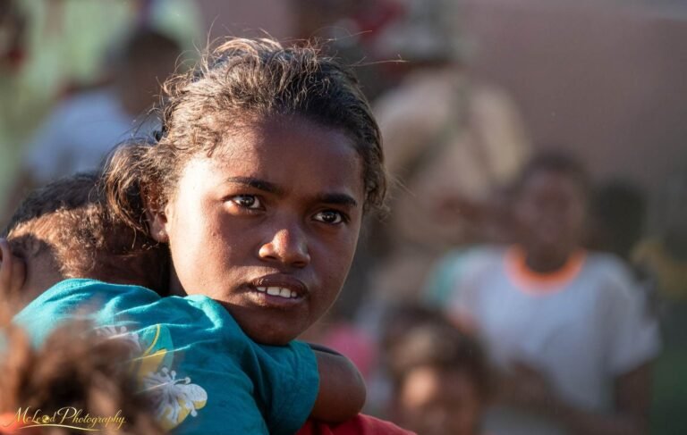 Young Melanesian Girl Portrait in Golden Hour Light